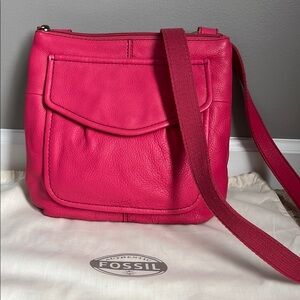 Fossil Pink Leather Crossbody Bag